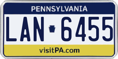 PA license plate LAN6455