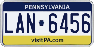 PA license plate LAN6456