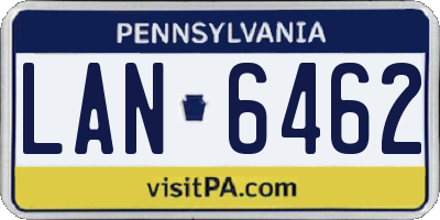 PA license plate LAN6462