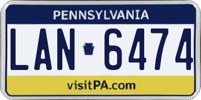 PA license plate LAN6474