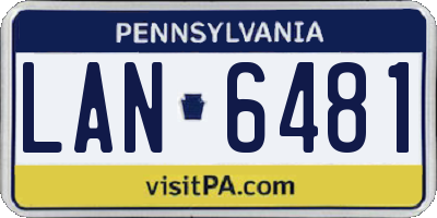 PA license plate LAN6481
