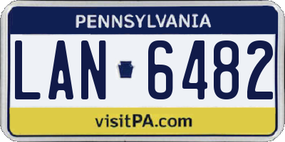 PA license plate LAN6482