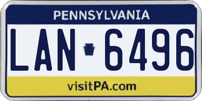 PA license plate LAN6496