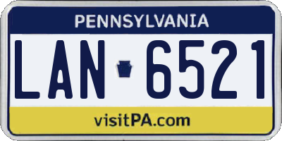 PA license plate LAN6521