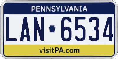 PA license plate LAN6534