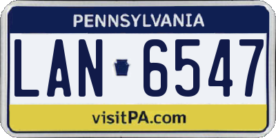 PA license plate LAN6547