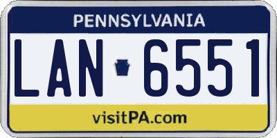PA license plate LAN6551