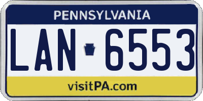 PA license plate LAN6553