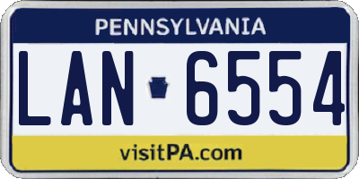 PA license plate LAN6554