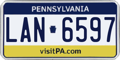 PA license plate LAN6597