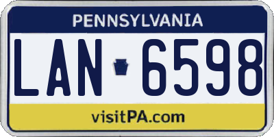 PA license plate LAN6598