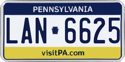 PA license plate LAN6625