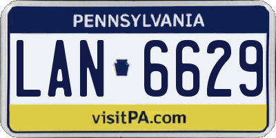 PA license plate LAN6629