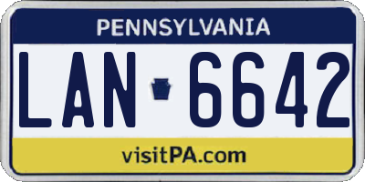 PA license plate LAN6642