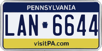 PA license plate LAN6644