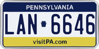 PA license plate LAN6646
