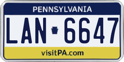 PA license plate LAN6647