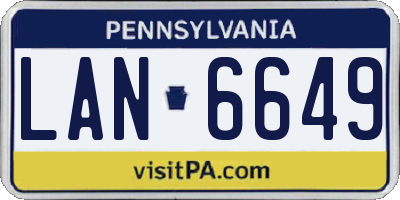 PA license plate LAN6649