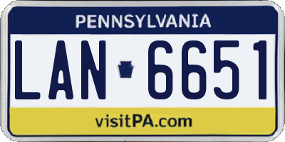 PA license plate LAN6651