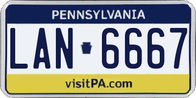 PA license plate LAN6667