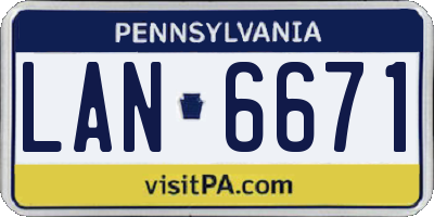 PA license plate LAN6671