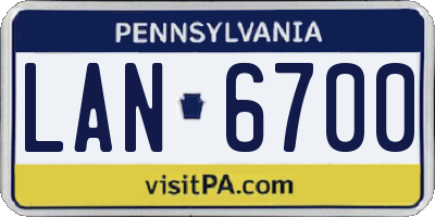 PA license plate LAN6700