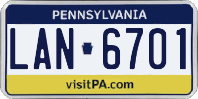 PA license plate LAN6701
