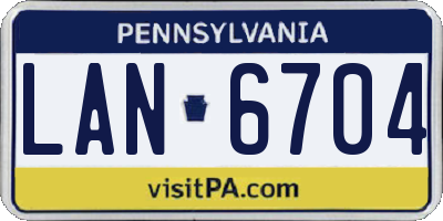 PA license plate LAN6704