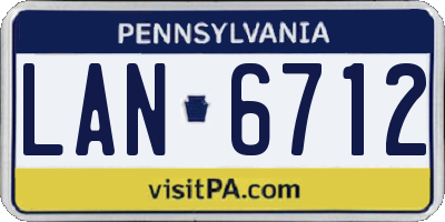 PA license plate LAN6712
