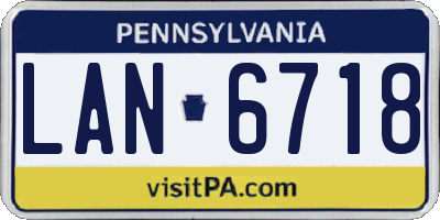 PA license plate LAN6718