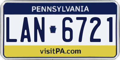 PA license plate LAN6721