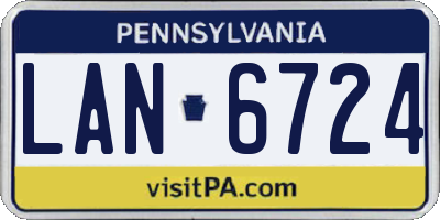PA license plate LAN6724