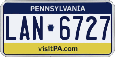 PA license plate LAN6727