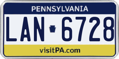 PA license plate LAN6728