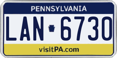 PA license plate LAN6730