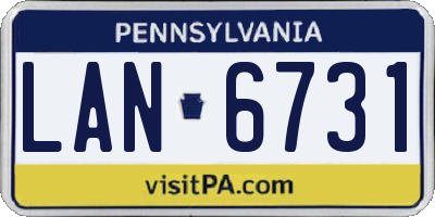 PA license plate LAN6731