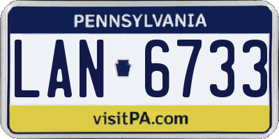 PA license plate LAN6733