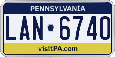 PA license plate LAN6740