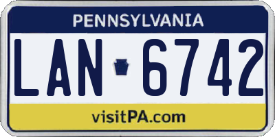 PA license plate LAN6742