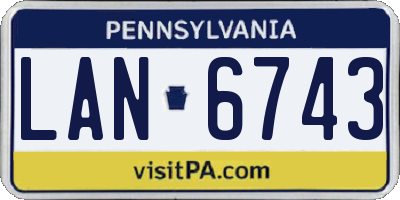 PA license plate LAN6743