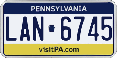PA license plate LAN6745