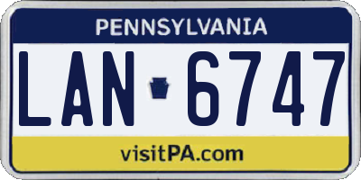 PA license plate LAN6747