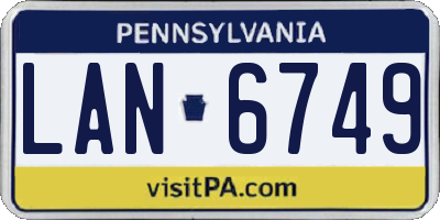 PA license plate LAN6749