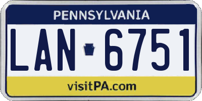 PA license plate LAN6751