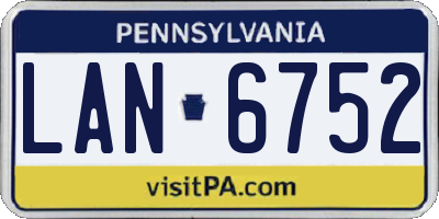 PA license plate LAN6752