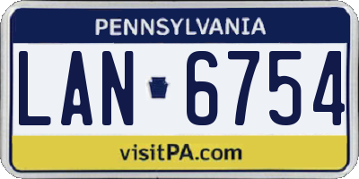 PA license plate LAN6754