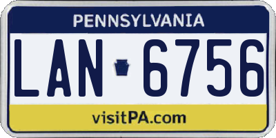 PA license plate LAN6756