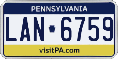 PA license plate LAN6759
