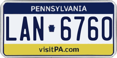 PA license plate LAN6760