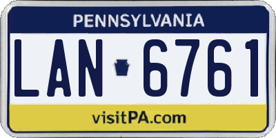 PA license plate LAN6761